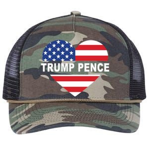 Love Trump Pence USA Heart Retro Rope Trucker Hat Cap