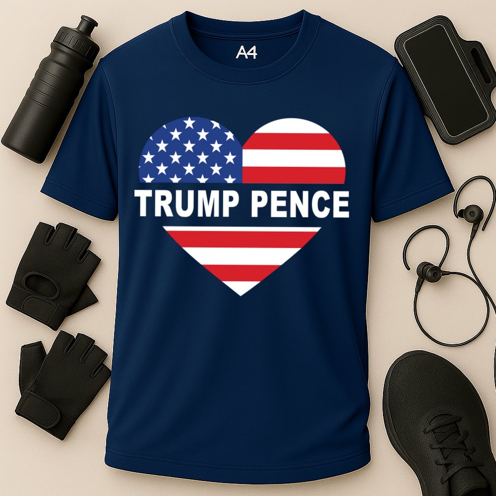 Love Trump Pence USA Heart Cooling Performance Crew T-Shirt