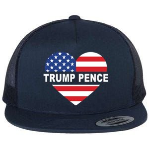 Love Trump Pence USA Heart Flat Bill Trucker Hat