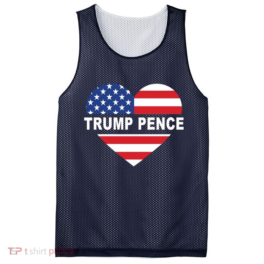 Love Trump Pence USA Heart Mesh Reversible Basketball Jersey Tank