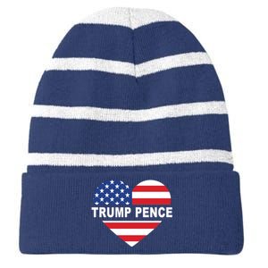 Love Trump Pence USA Heart Striped Beanie with Solid Band