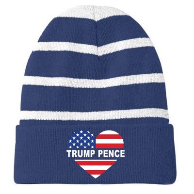 Love Trump Pence USA Heart Striped Beanie with Solid Band