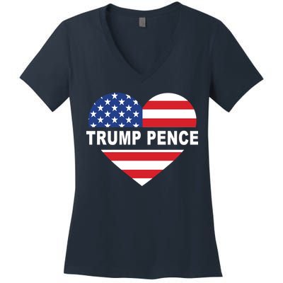 Love Trump Pence USA Heart Women's V-Neck T-Shirt