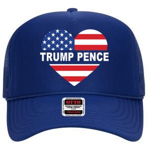 Love Trump Pence USA Heart High Crown Mesh Back Trucker Hat