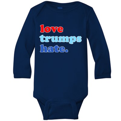 Love Trumps Hate. Anti-Trump Not My President Baby Long Sleeve Bodysuit