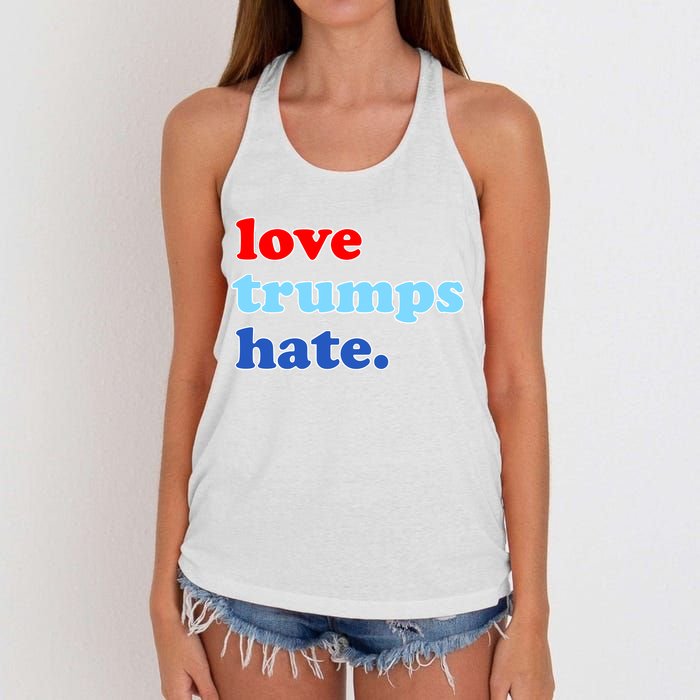 Love Trumps Hate. Anti-Trump Not My President Women's Knotted Racerback Tank