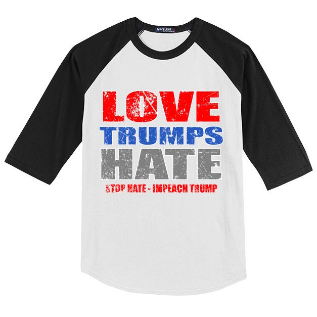Love Trumps Hate Anti Trump Impeach Not My President Kids Colorblock Raglan Jersey