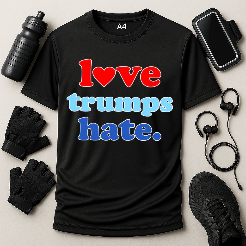 Love Trumps Hate Heart Anti Trump Not My President Cooling Performance Crew T-Shirt