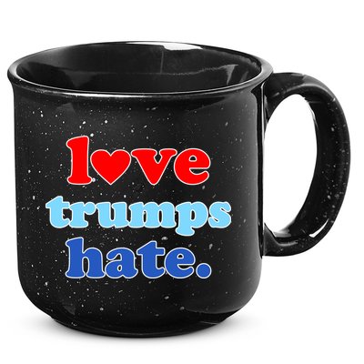 Love Trumps Hate Heart Anti Trump Not My President 15oz Campfire Ceramic Mug