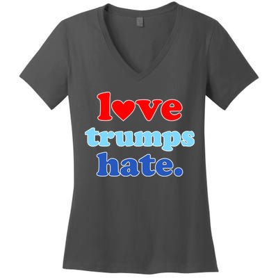 Love Trumps Hate Heart Anti Trump Not My President Women's V-Neck T-Shirt