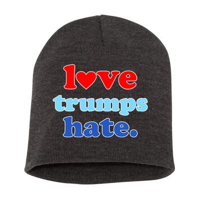 Love Trumps Hate Heart Anti Trump Not My President Short Acrylic Beanie