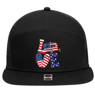 Love USA Camping  7 Panel Mesh Trucker Snapback Hat