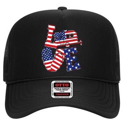 Love USA Camping  High Crown Mesh Back Trucker Hat