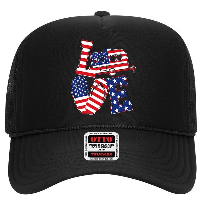 Love USA Camping  High Crown Mesh Back Trucker Hat