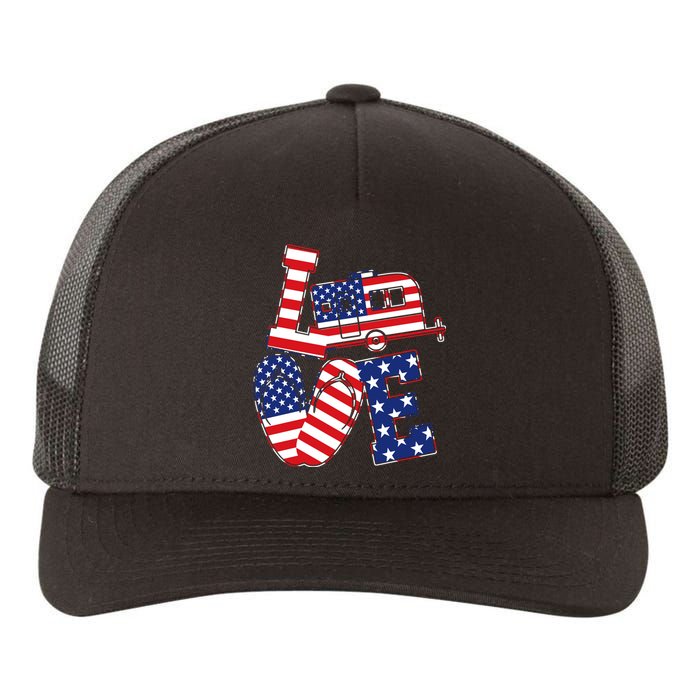 Love USA Camping  Yupoong Adult 5-Panel Trucker Hat