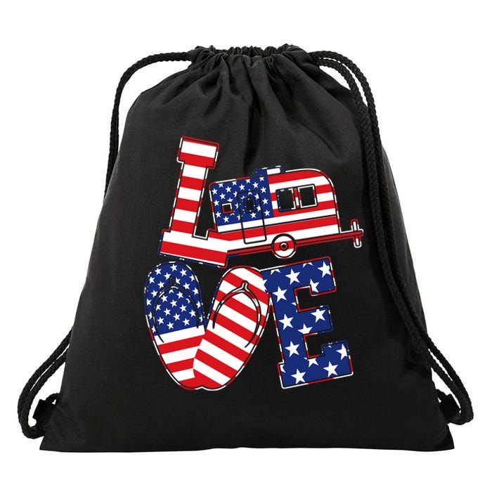 Love USA Camping  Drawstring Bag