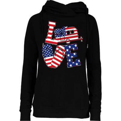 Love USA Camping  Womens Funnel Neck Pullover Hood