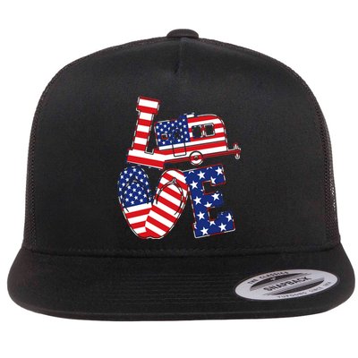 Love USA Camping  Flat Bill Trucker Hat