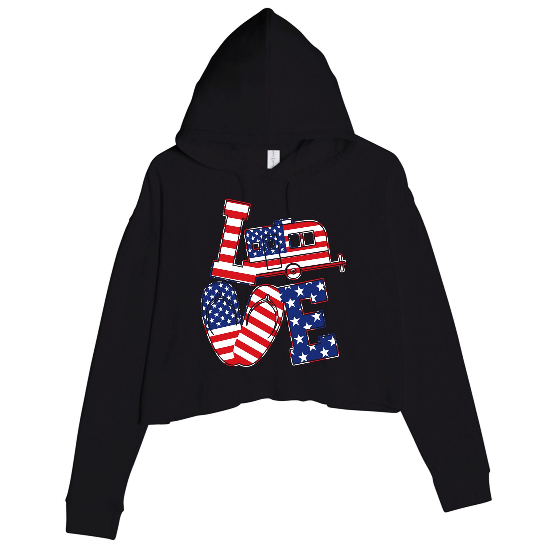Love USA Camping  Crop Fleece Hoodie