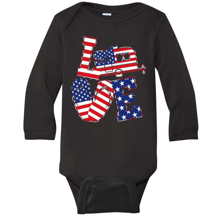 Love USA Camping  Baby Long Sleeve Bodysuit