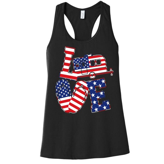 Love USA Camping  Women's Racerback Tank