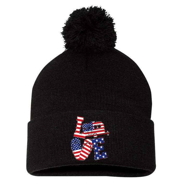 Love USA Camping  Pom Pom 12in Knit Beanie