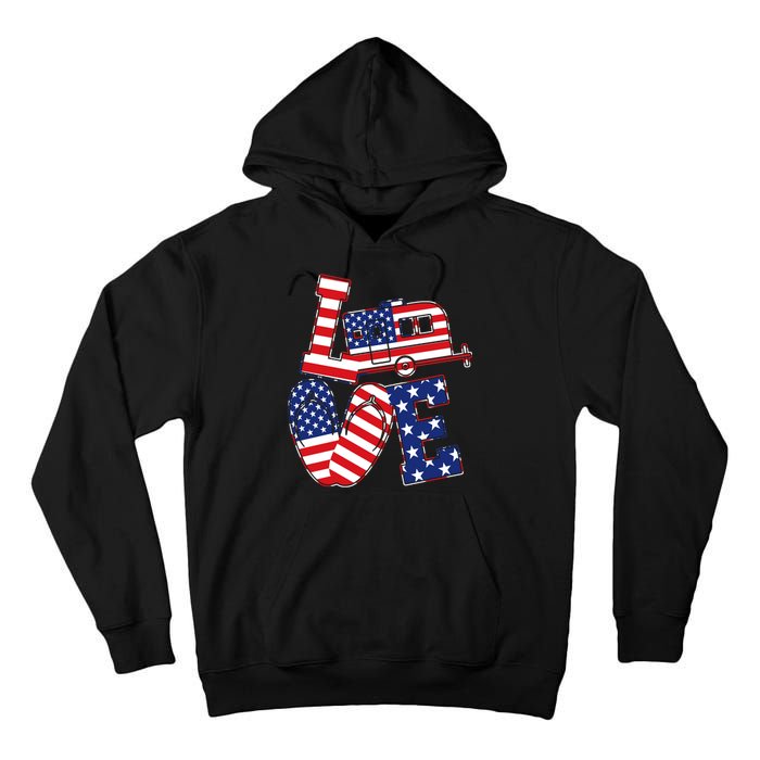 Love USA Camping  Tall Hoodie