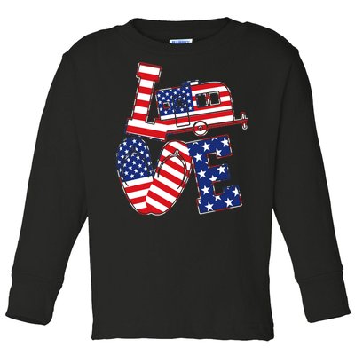 Love USA Camping  Toddler Long Sleeve Shirt