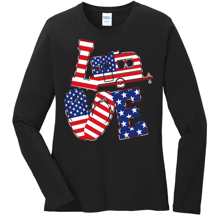 Love USA Camping  Ladies Long Sleeve Shirt