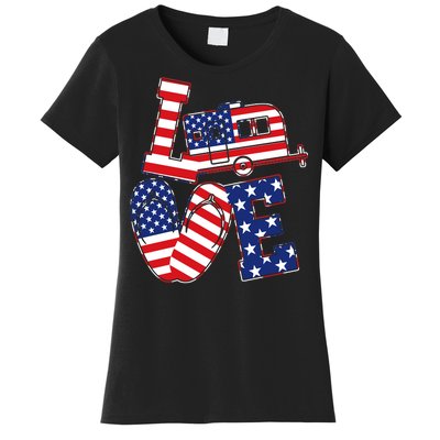 Love USA Camping  Women's T-Shirt