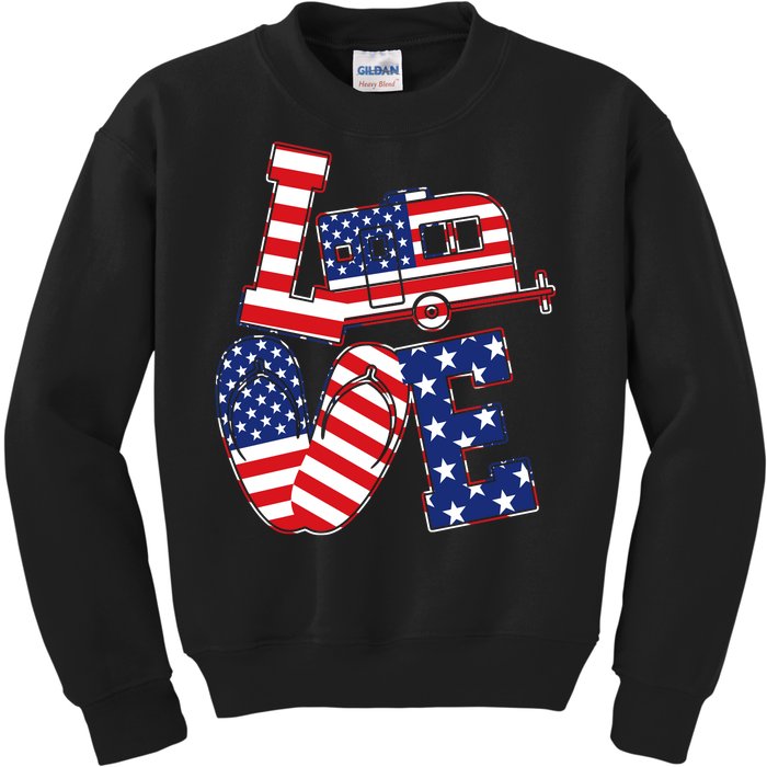 Love USA Camping  Kids Sweatshirt