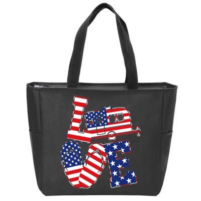 Love USA Camping  Zip Tote Bag