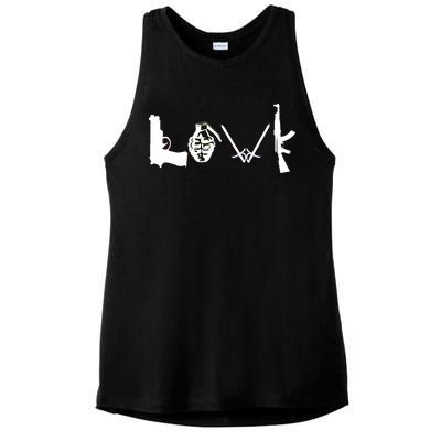 Love Weapons Logo Ladies PosiCharge Tri-Blend Wicking Tank