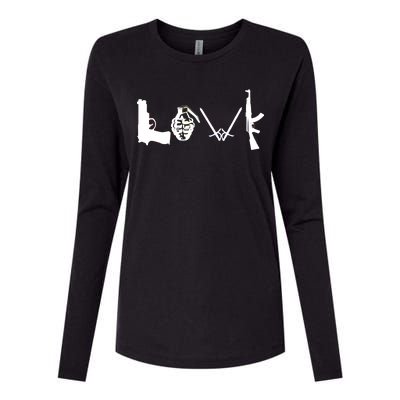 Love Weapons Logo Womens Cotton Relaxed Long Sleeve T-Shirt