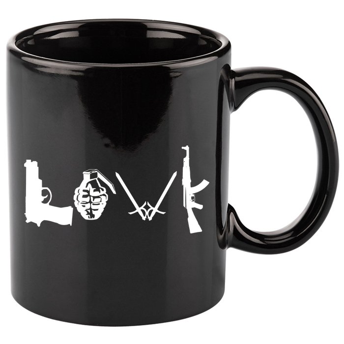 Love Weapons Logo 11oz C Handle Ceramic Mug