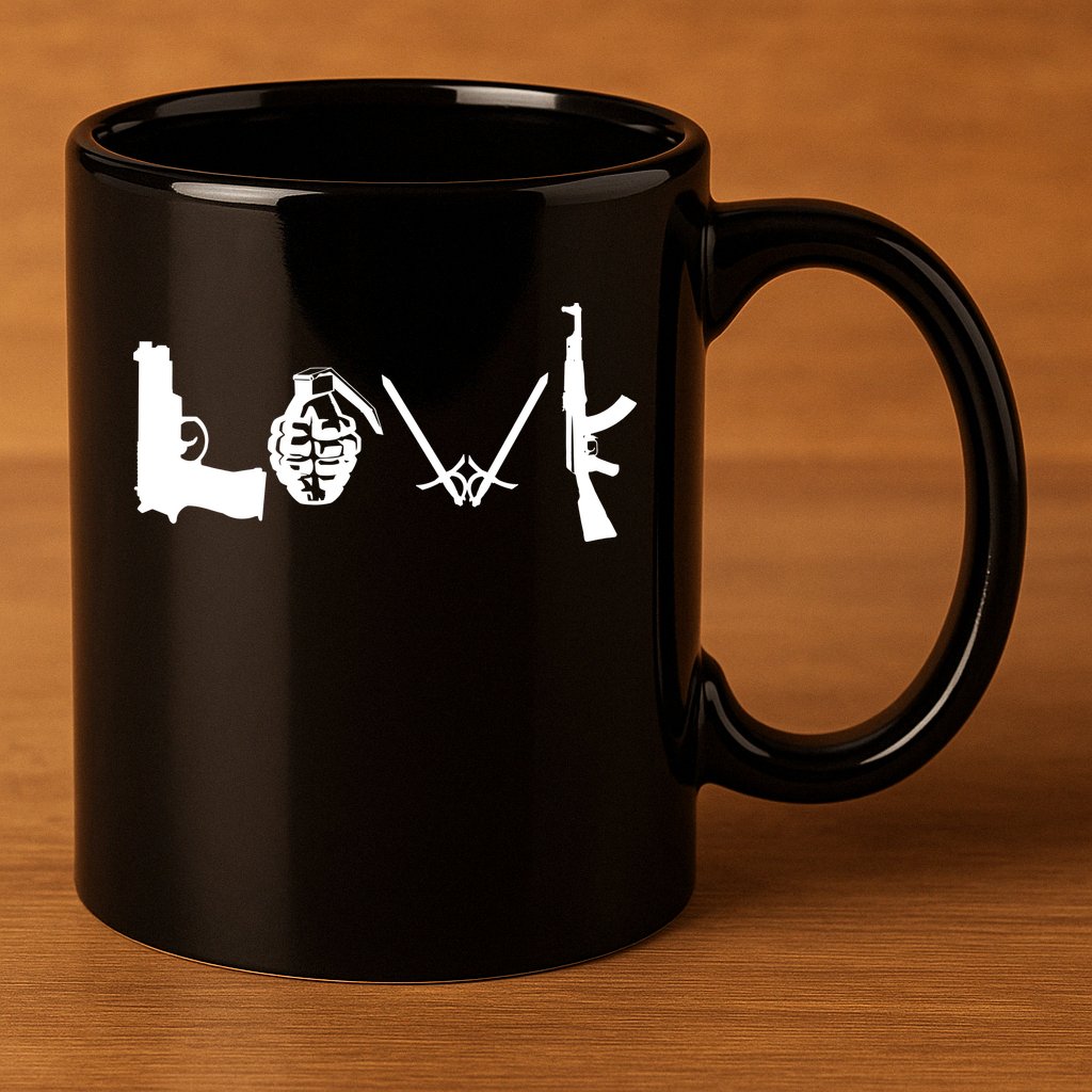 Love Weapons Logo 11oz C Handle Ceramic Mug