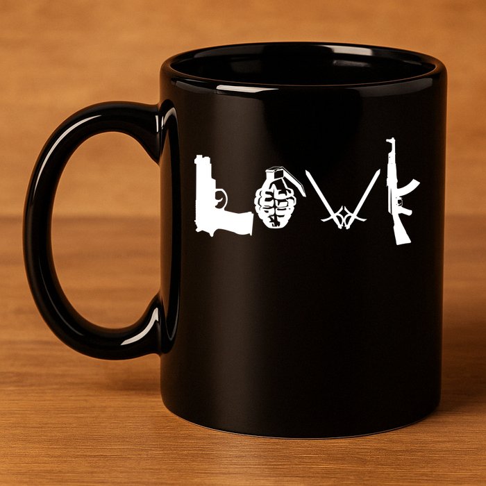 Love Weapons Logo 11oz C Handle Ceramic Mug