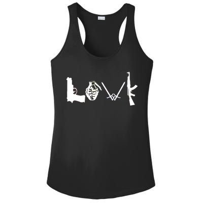 Love Weapons Logo Ladies PosiCharge Competitor Racerback Tank