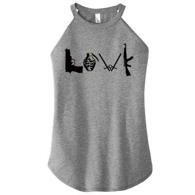 Love Weapons Logo Women’s Perfect Tri Rocker Tank