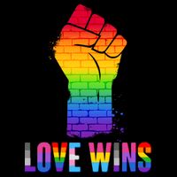 Love Wins Brick Wall Rainbow Fist Sustainable Bucket Hat