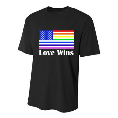 Love Wins Flag Gay Pride Youth Performance Sprint T-Shirt