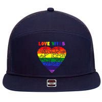 Love Wins Heart 7 Panel Mesh Trucker Snapback Hat