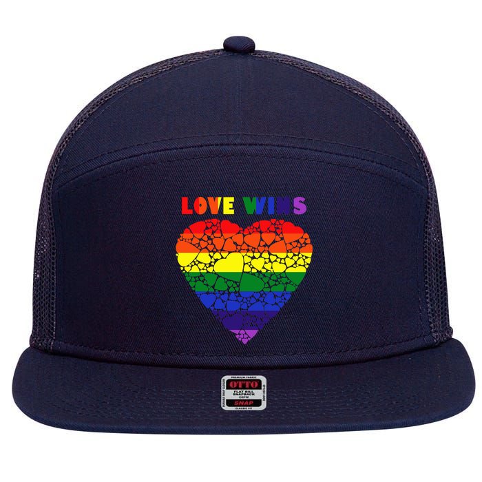 Love Wins Heart 7 Panel Mesh Trucker Snapback Hat