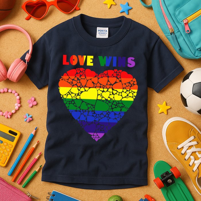 Love Wins Heart Kids T-Shirt