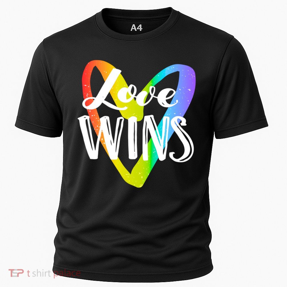 Love Wins LGBT Rainbow Heart Cooling Performance Crew T-Shirt