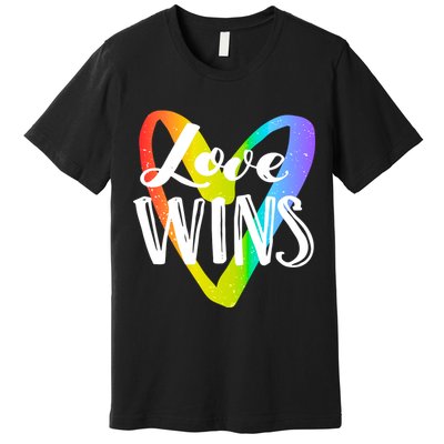 Love Wins LGBT Rainbow Heart Premium T-Shirt