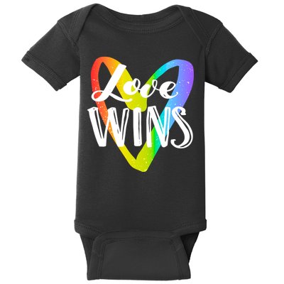 Love Wins LGBT Rainbow Heart Baby Bodysuit