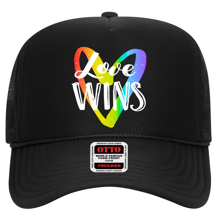 Love Wins LGBT Rainbow Heart Trucker Hat