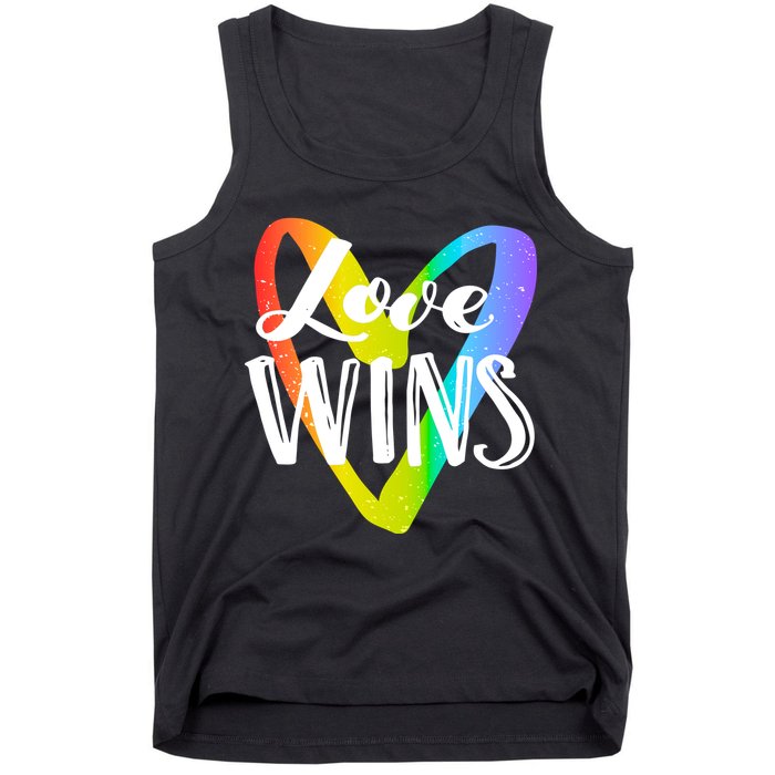 Love Wins LGBT Rainbow Heart Tank Top