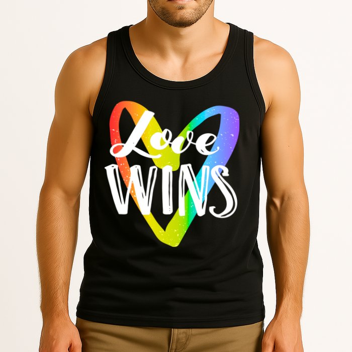 Love Wins LGBT Rainbow Heart Tank Top
